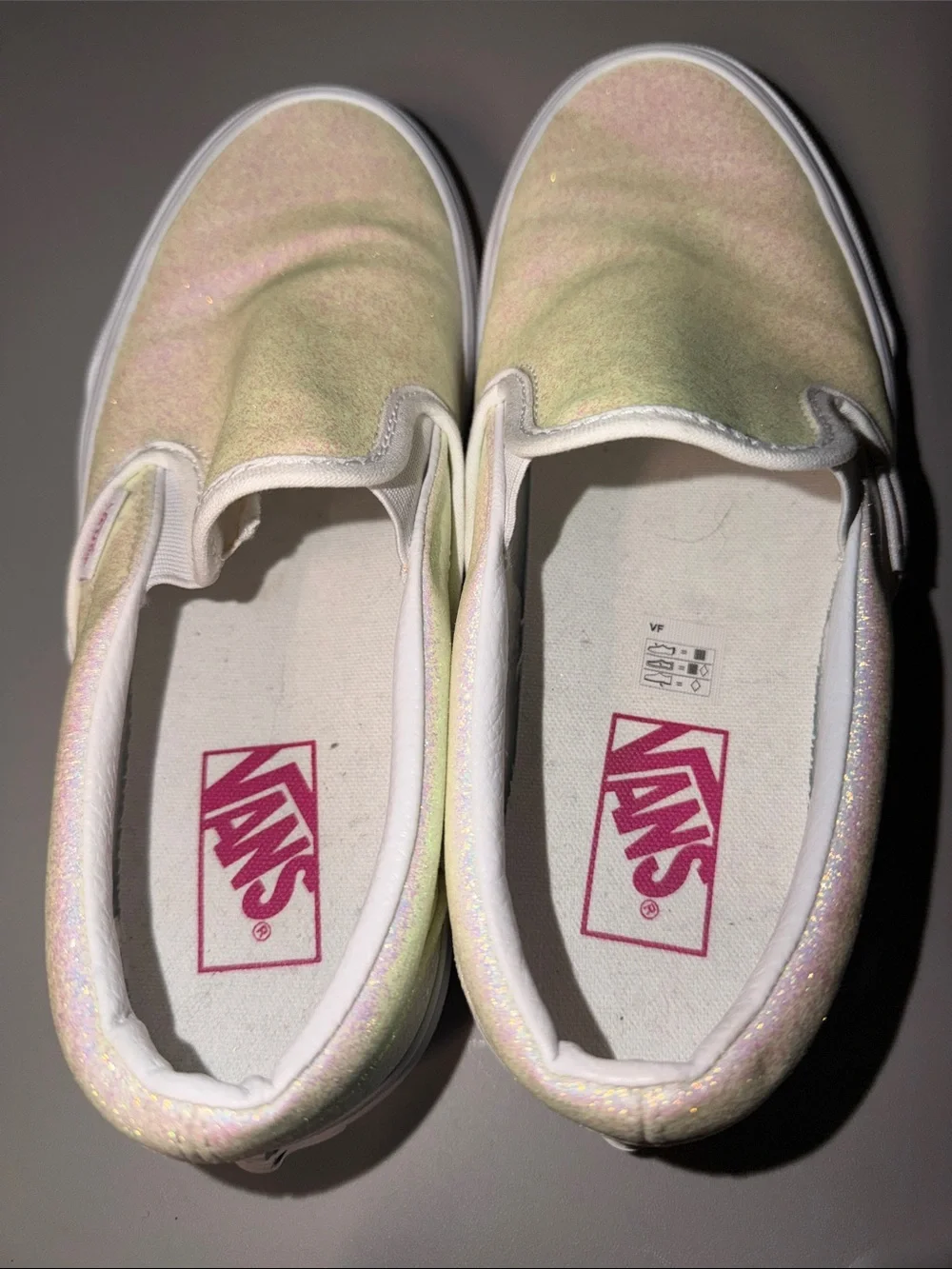 Vans Iridescent Slip-On Sneakers - Pink/White size 8.5 women - Picture 6 of 7